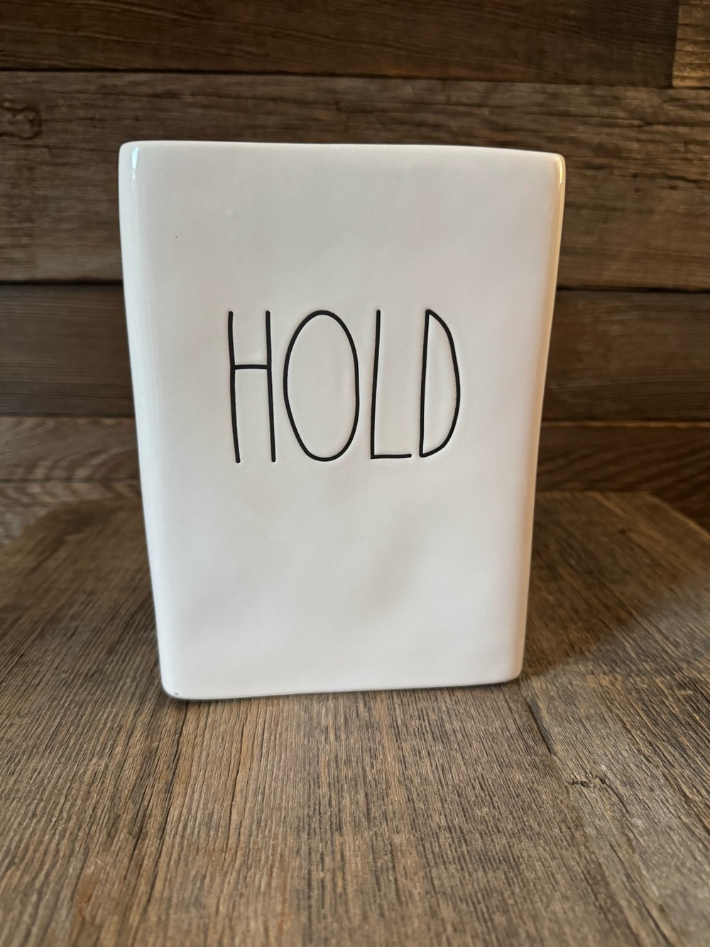 Rae Dunn White Ceramic 'HOLD' utensil organizer